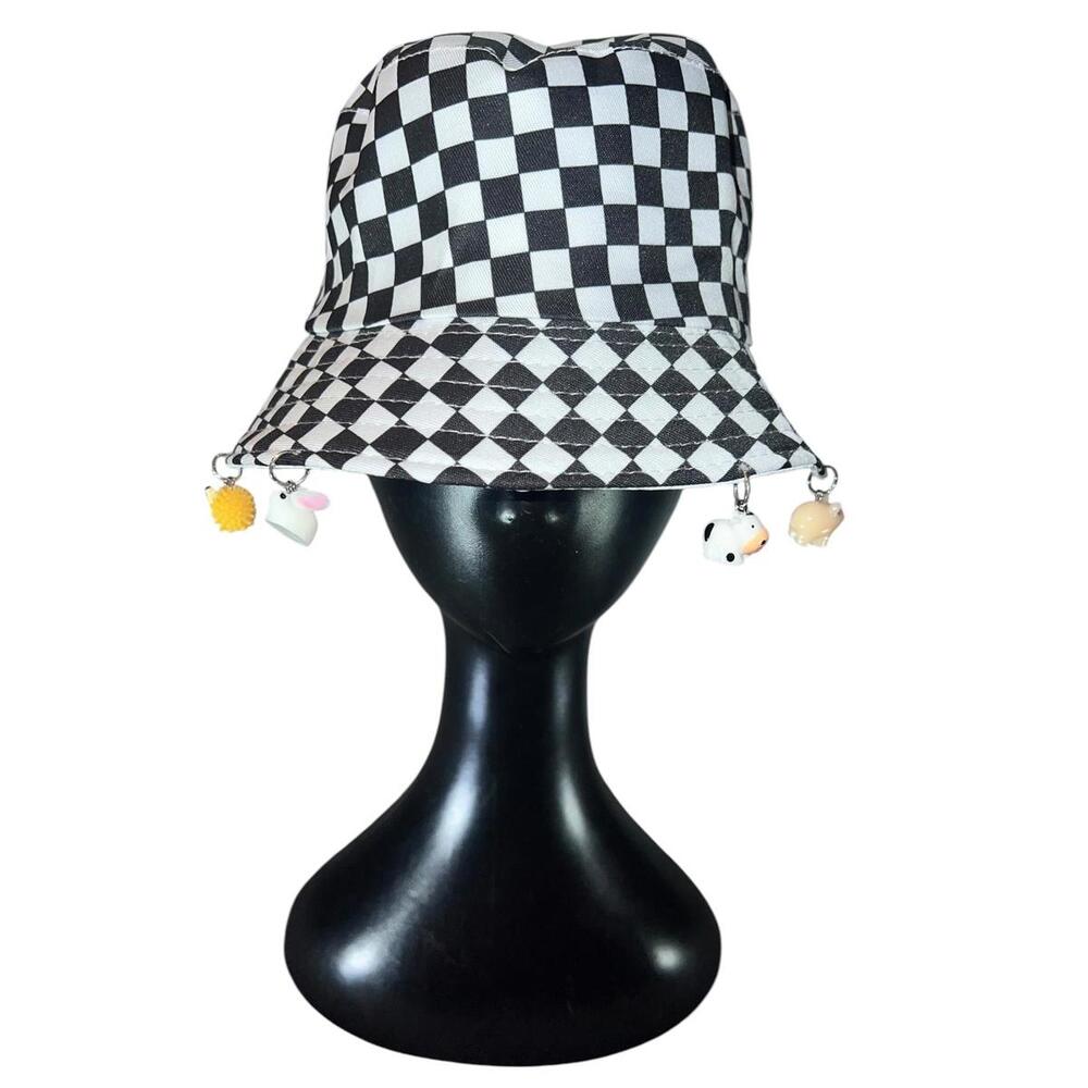 Charmed Black and White Checkered Bucket Hat Kids